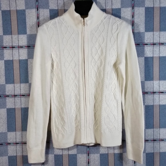 Talbots Sweaters - Cable Knit Fullzip Cardigan Sweater Lambswool EUC